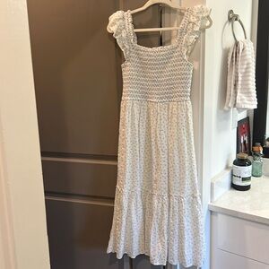 Floral smocked midi dress